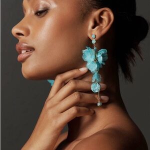 Anthropologie Aqua Blue Blossom Drop Earrings (NWT & never worn)